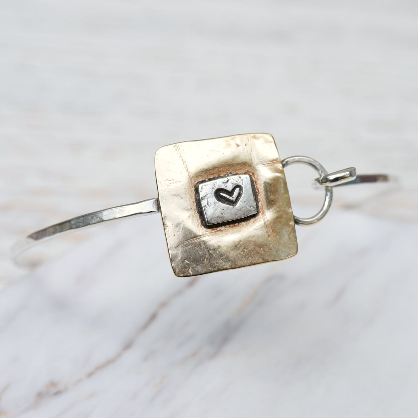 Load image into Gallery viewer, BRC Brass &amp;amp; Silver Heart Bracelet
