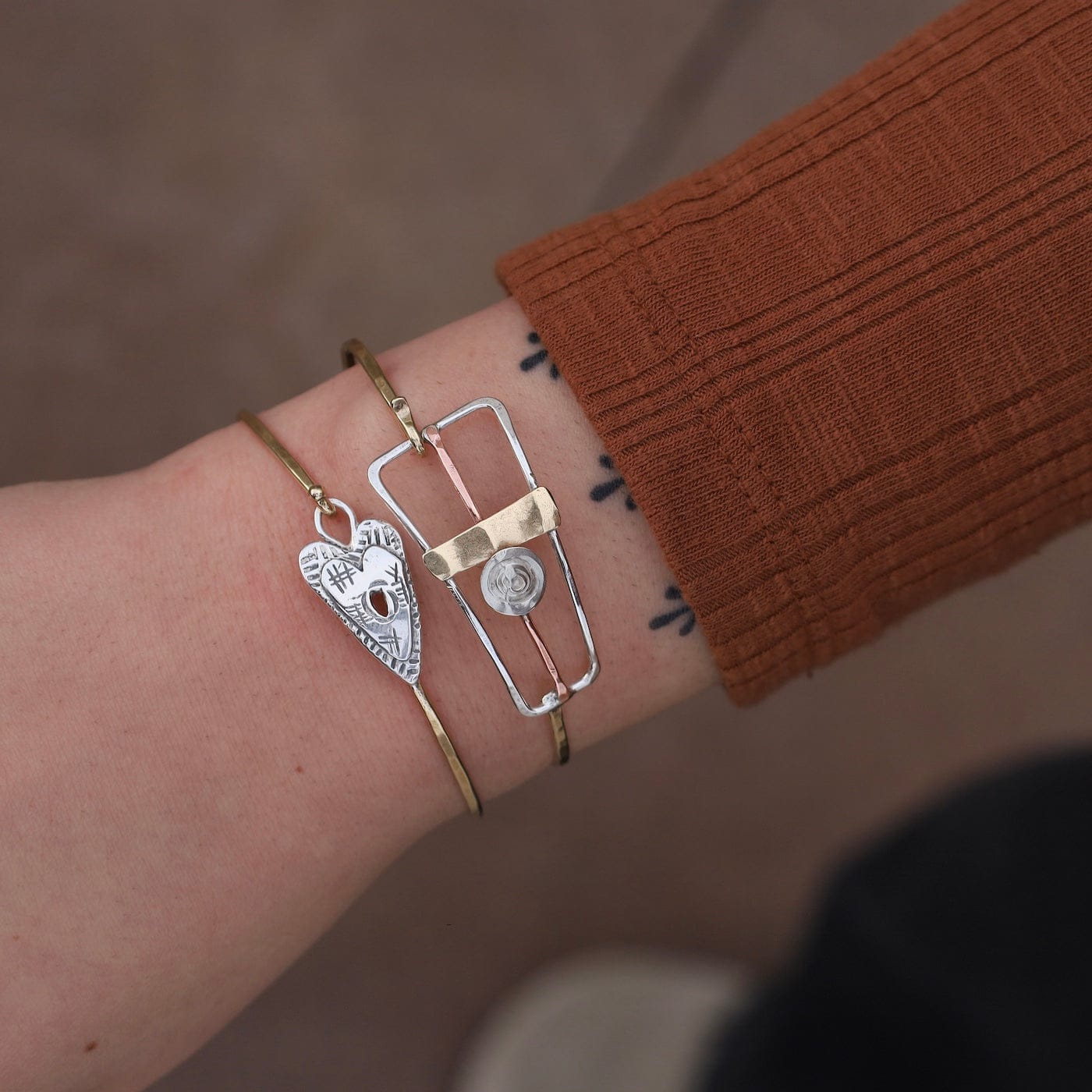 BRC Brass & Silver Love Bracelet