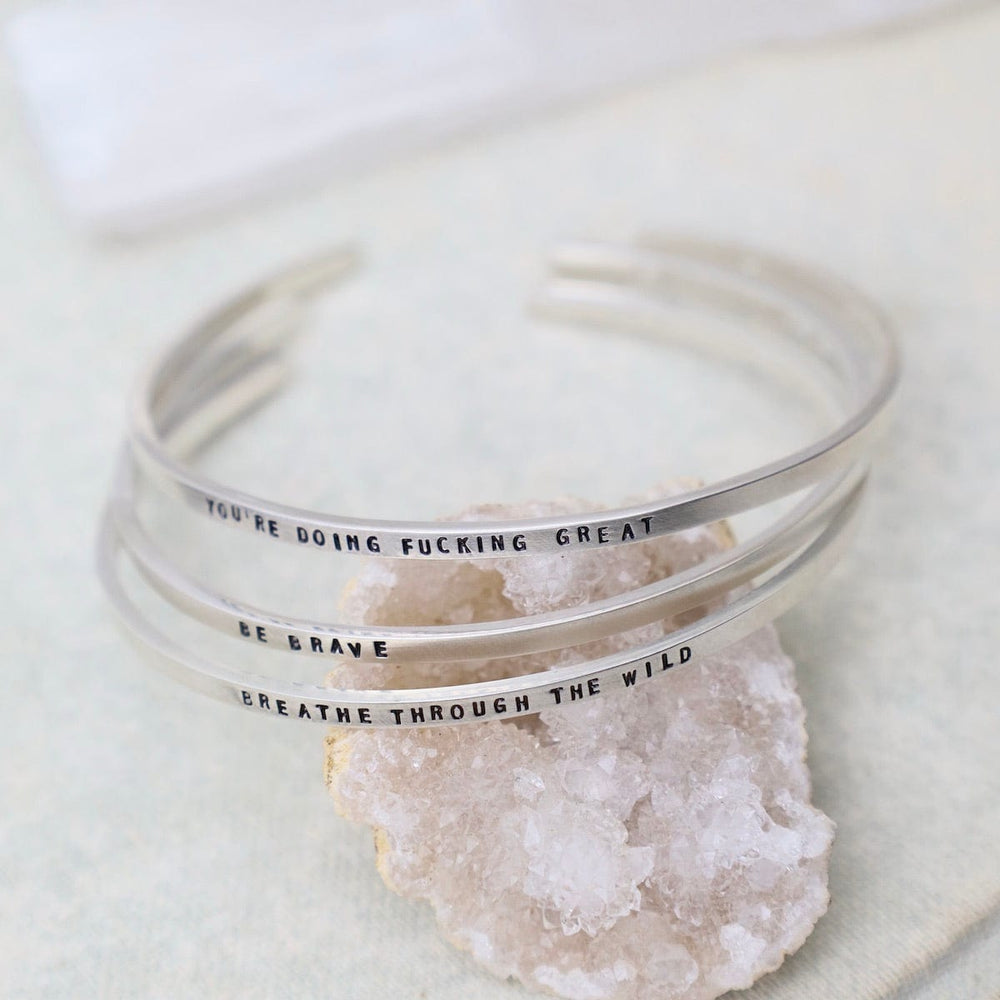 
                  
                    BRC Breathe Through the Wild Stamped Sterling Silver Cuff Bracelet
                  
                