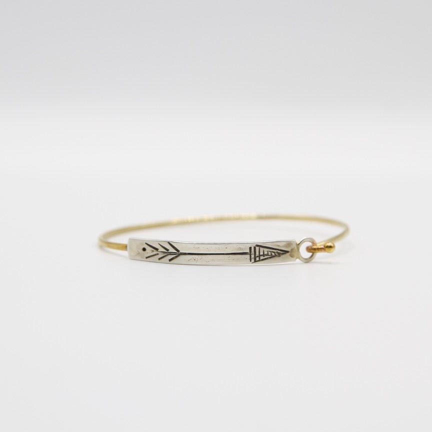 BRC-BRNZ Brass Hook Bangle with Sterling Silver Arrow Stamp