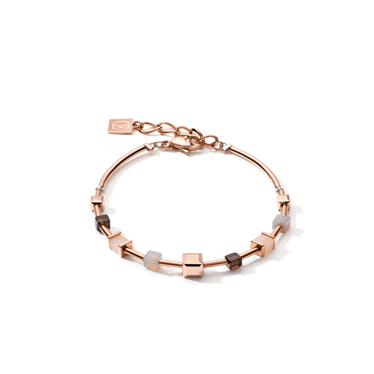 BRC Brown Mix Geo Cube Rose Bracelet