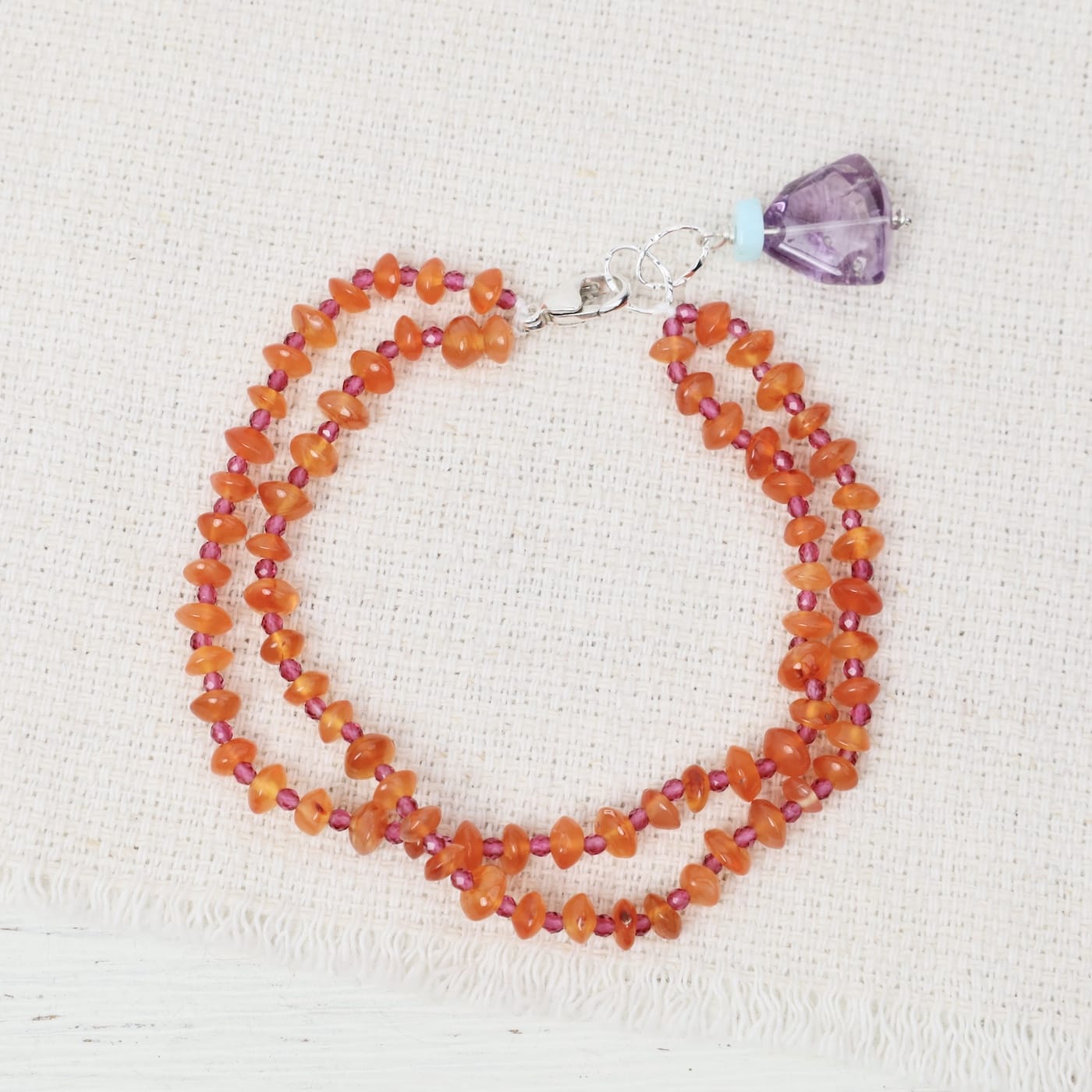 BRC Carnelian and Amethyst Charm Bracelet
