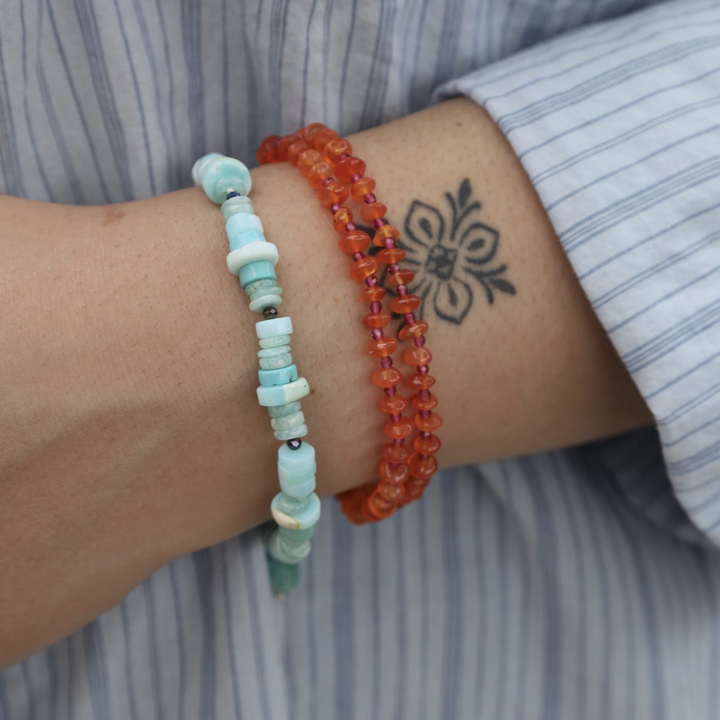 BRC Carnelian and Amethyst Charm Bracelet