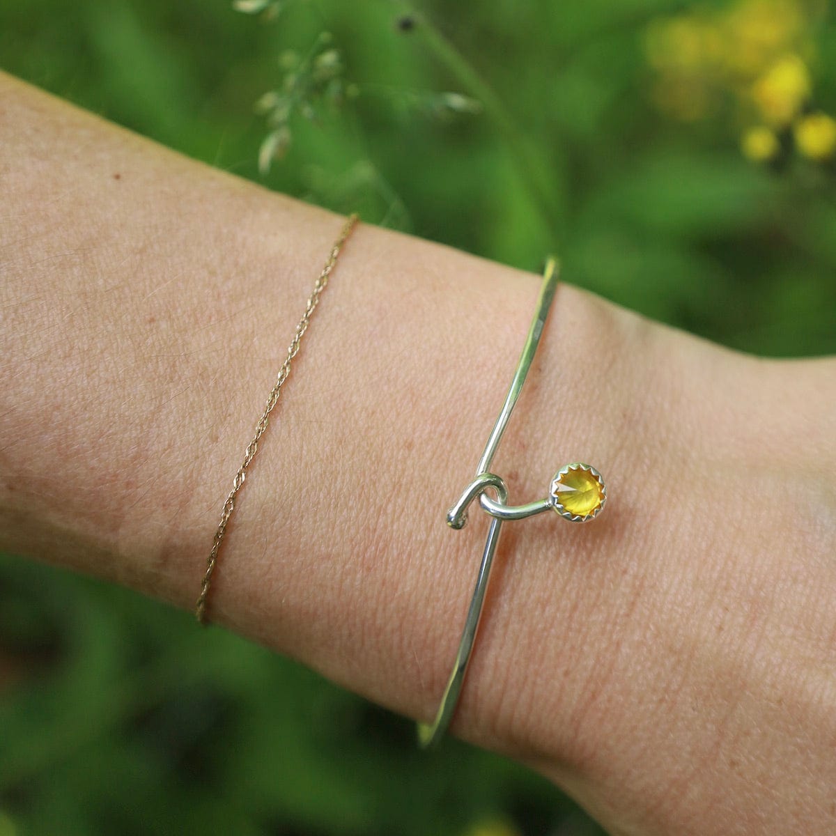 BRC Citrine Dew Drop Silver Bracelet