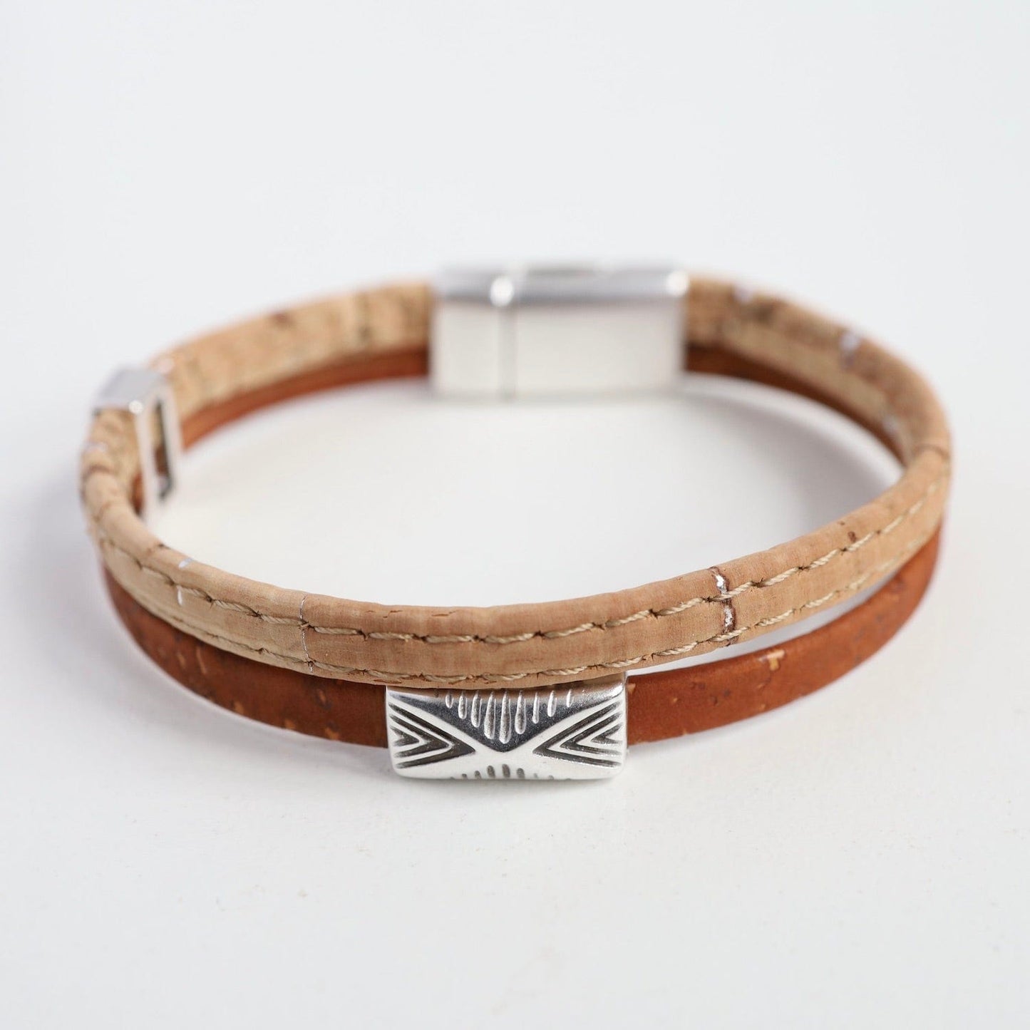 BRC Classic Cork Bracelet With Aztec Bar - Cinnamon