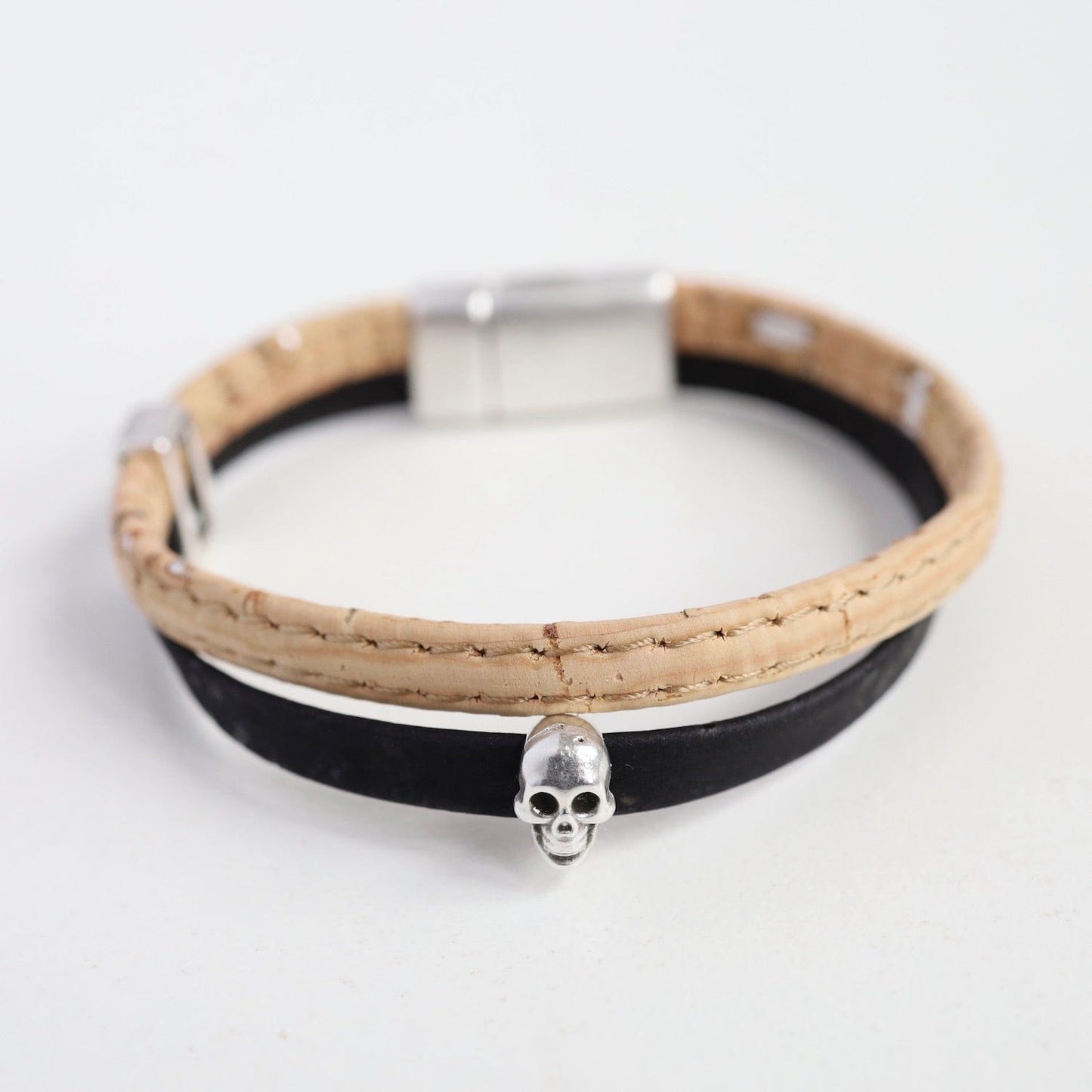 BRC Classic Cork Bracelet With Skull - Black