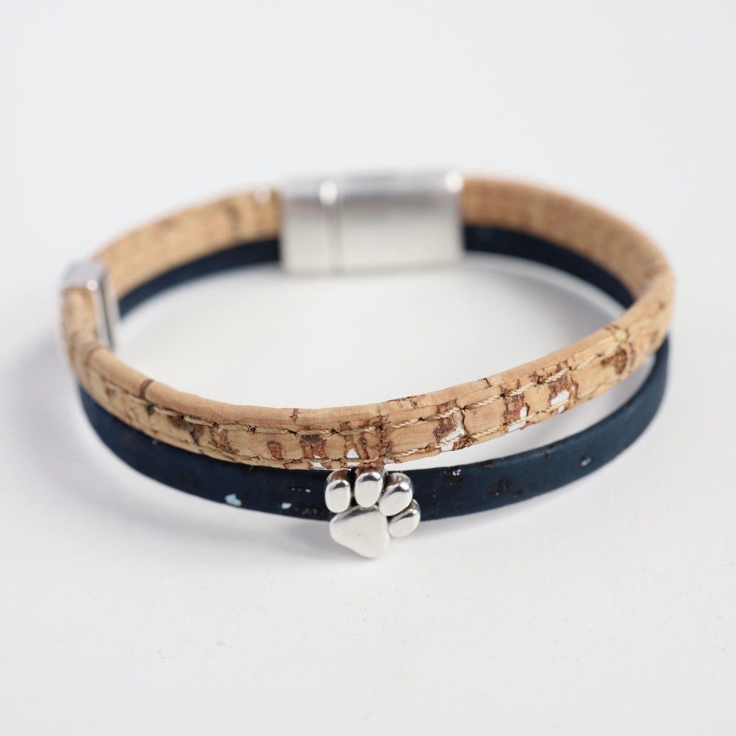 BRC Classic Cork Bracelet With Small Paw Print - Navy