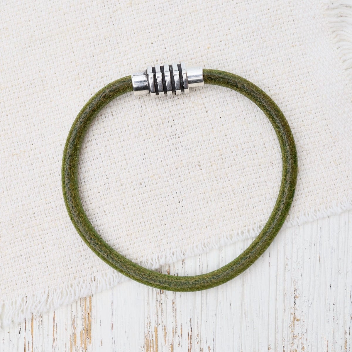 BRC Classic Green Leather Bracelet