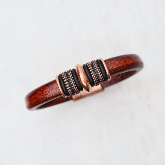BRC Copper Mars Brown Leather Bracelet