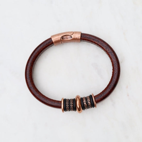 BRC Copper Mars Brown Leather Bracelet
