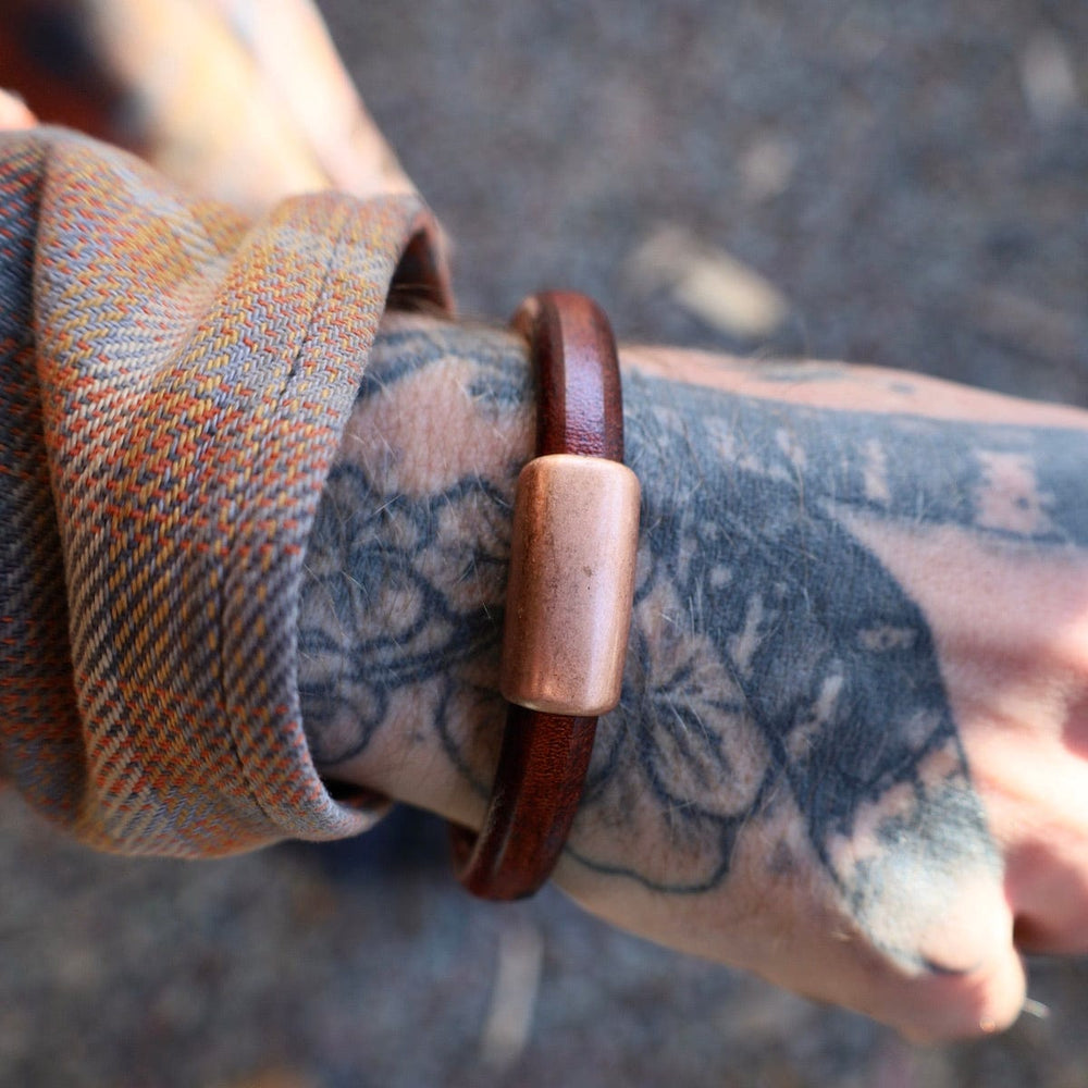 BRC Copper North Brown Leather Bracelet