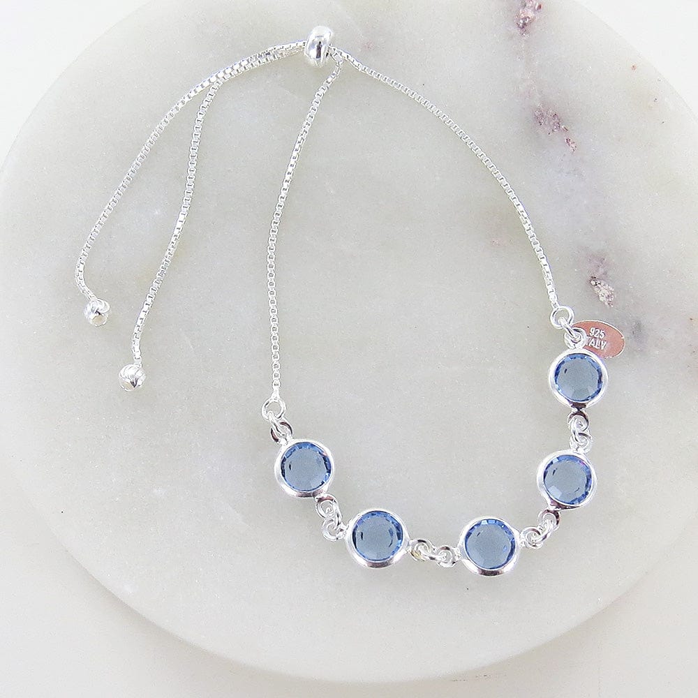 BRC CRYSTAL BLUE BUBBLES PULL CHAIN BRACELET