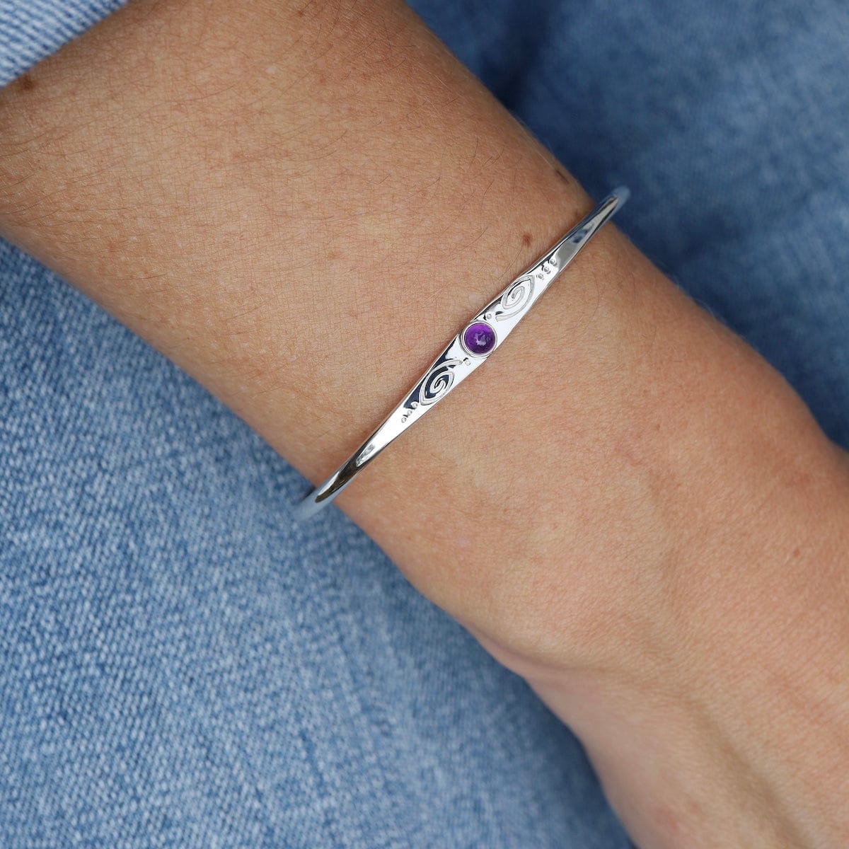 BRC Dainty Cuff With Swirls And Amythyst