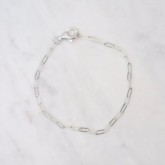 Delicate Sterling Silver Flat Drawn Cable Chain Bracelet 