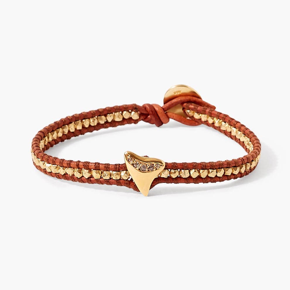 BRC-DIA Champagne Diamond Gold Shark Tooth Bracelet