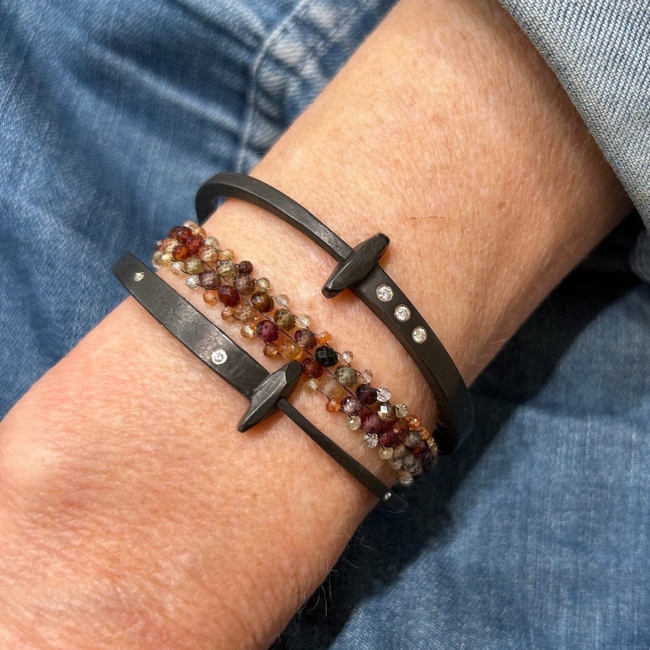 BRC-DIA Pat Flynn Three Diamond Iron Nail Bracelet