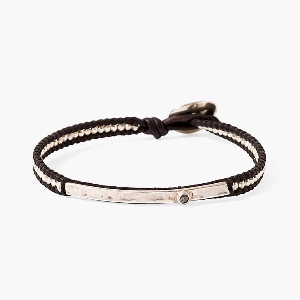 Single Champagne White Leather Bracelet