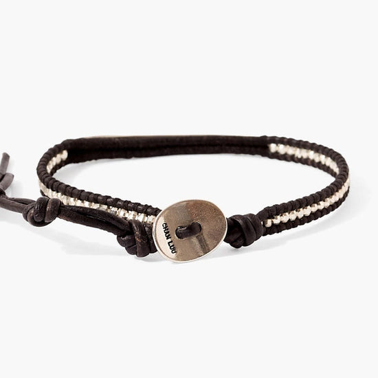 BRC-DIA Silver Bar with Champagne Diamond Single Wrap Bracelet