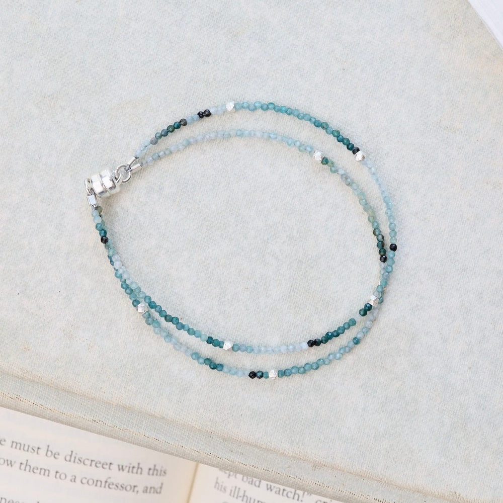 BRC Double Strand Grandidierite, Silver Beads & Magnet Clasp Bracelet