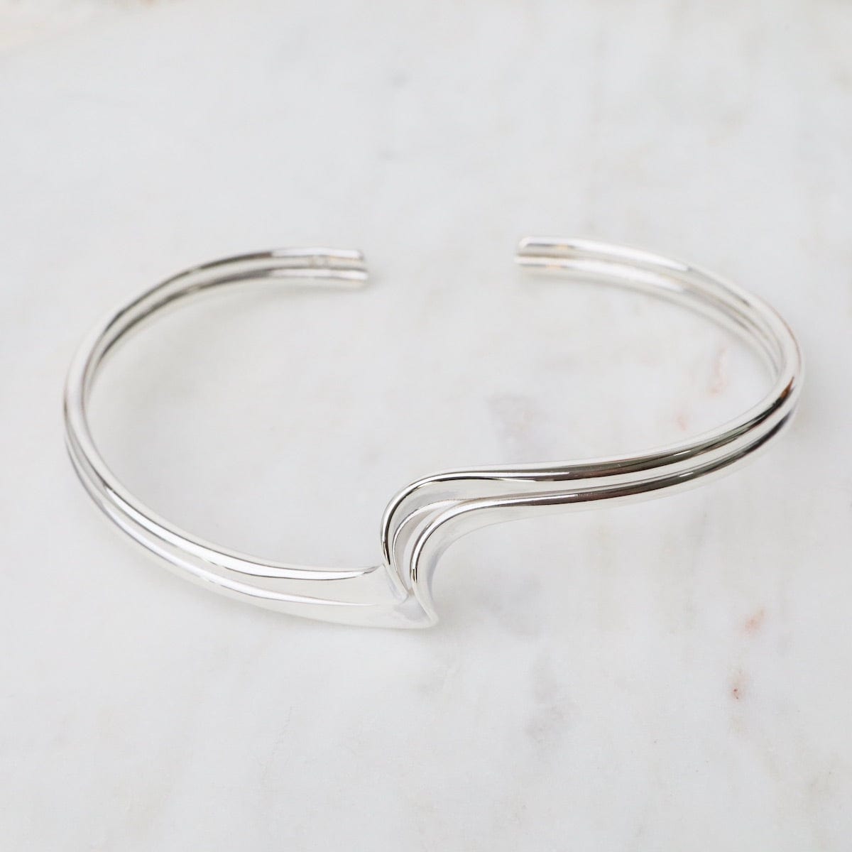 BRC Double Wave Flat Sterling Silver Cuff