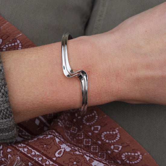 BRC Double Wave Flat Sterling Silver Cuff