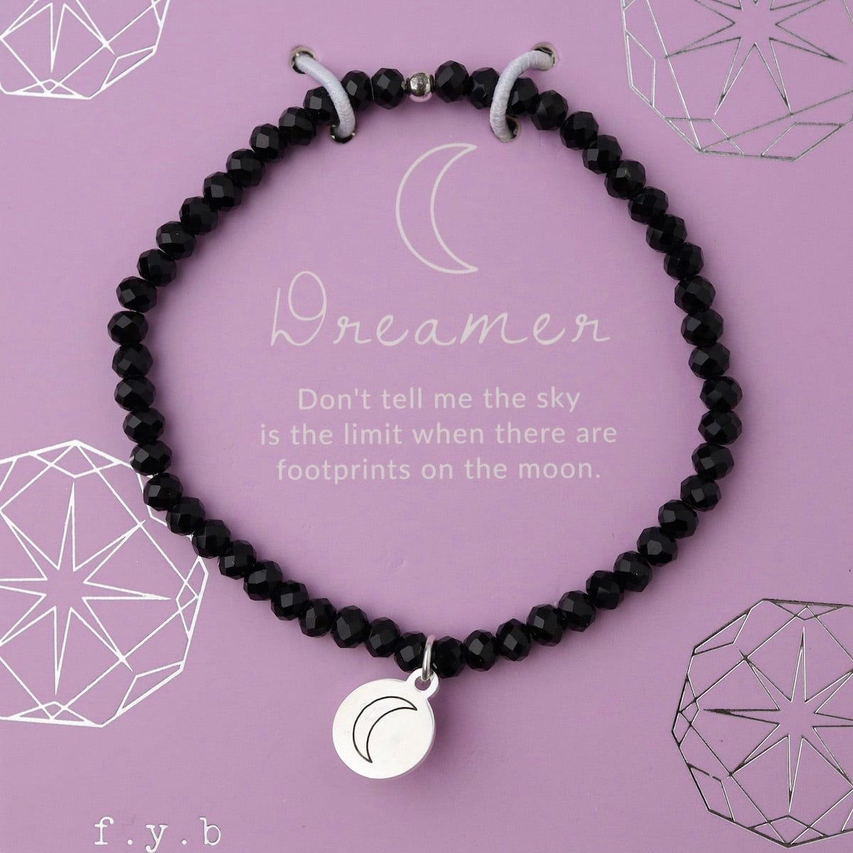 BRC Dreamer - Stretchy Black Crystal Bracelet - Silver