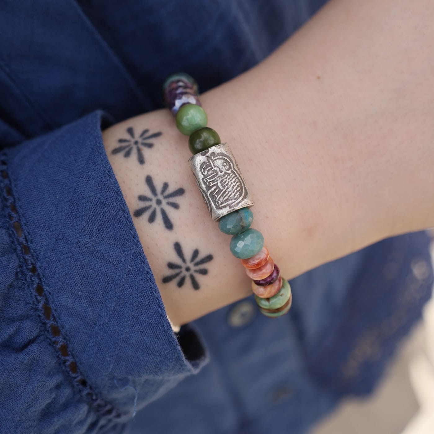 BRC Elephant Barrel Turquoise Bracelet