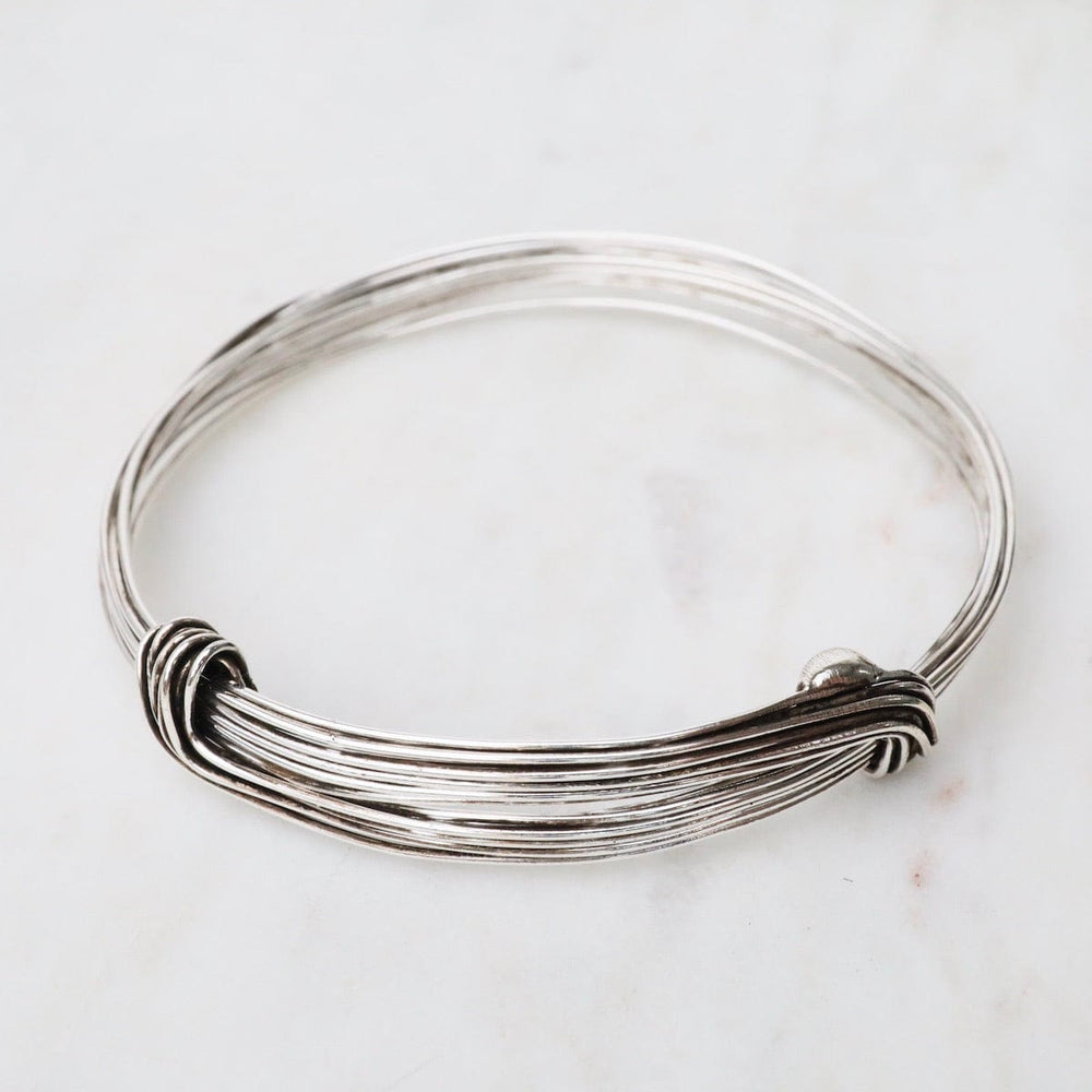 BRC Elephant Hair Inspired Bangle - Oxidized Sterling Silver - 10 Lines