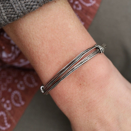 BRC Elephant Hair Inspired Bangle - Oxidized Sterling Silver - 5 Lines