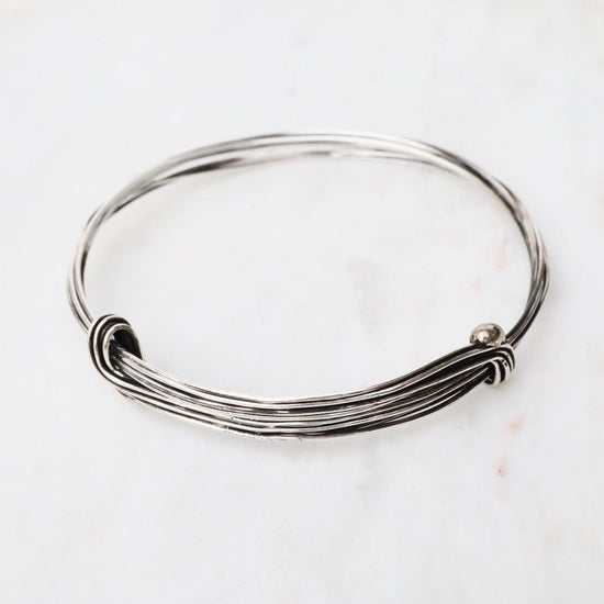 BRC Elephant Hair Inspired Bangle - Oxidized Sterling Silver - 7 Lines