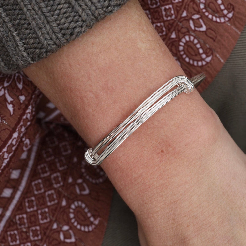 BRC Elephant Hair Inspired Bangle - Shiny Sterling Silver - 5 Lines