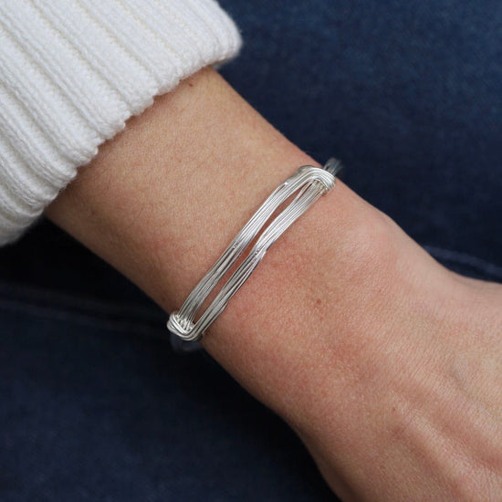 BRC Elephant Hair Inspired Bangle - Shiny Sterling Silver - 7 Lines