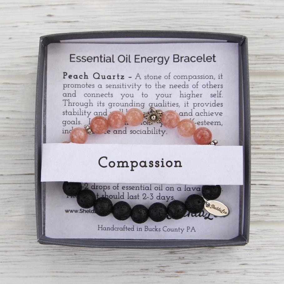 BRC Essential Oil Bracelet - Compassion - Peach Quartz