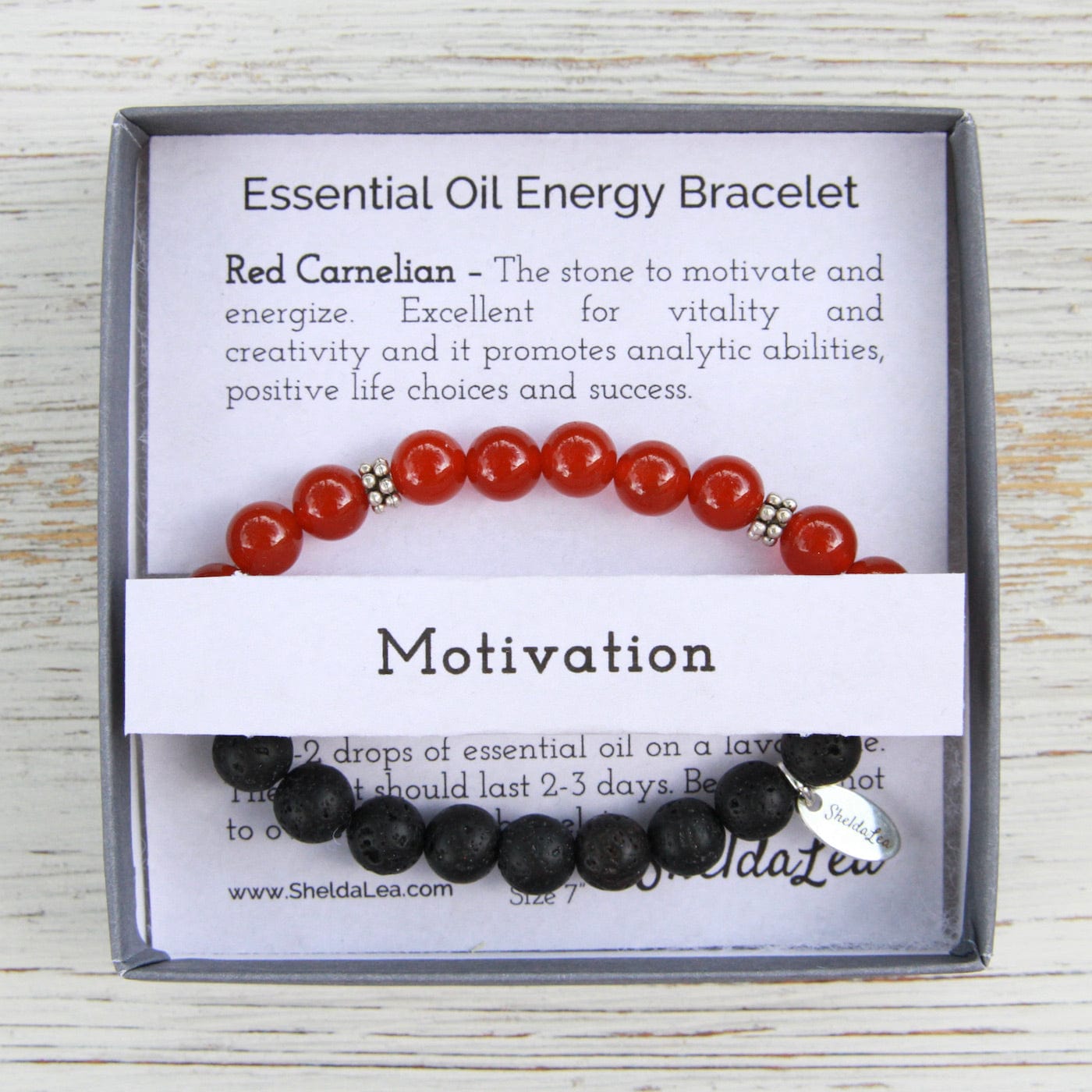 BRC Essential Oil Energy Bracelet - Red Carnelian - Motivation