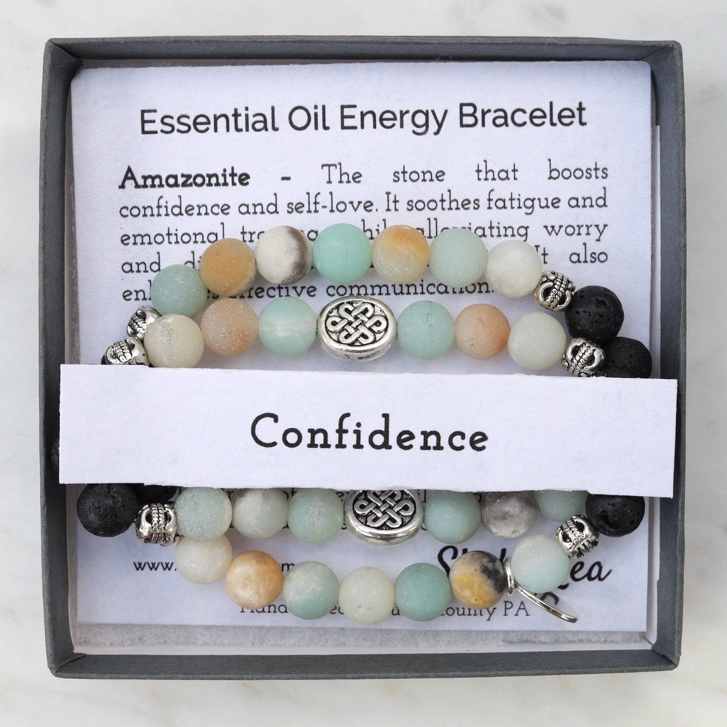 BRC Essential Oil Energy Double Wrap Bracelet - Amazonite - Stone of Confidence