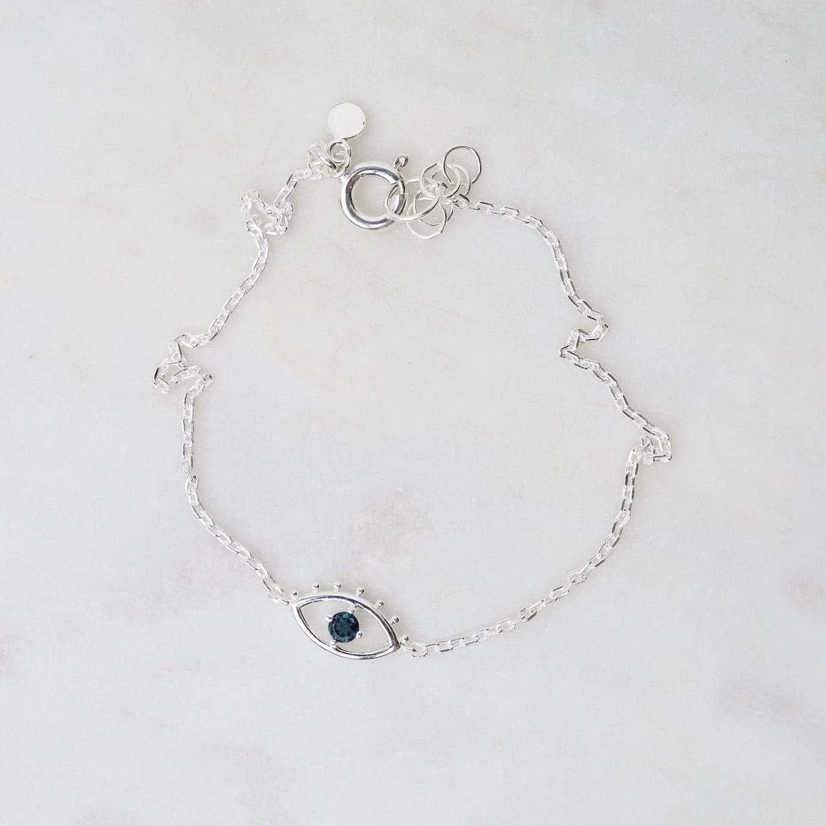 Load image into Gallery viewer, BRC Evil Eye with Lashes Bracelet - London Blue Topaz

