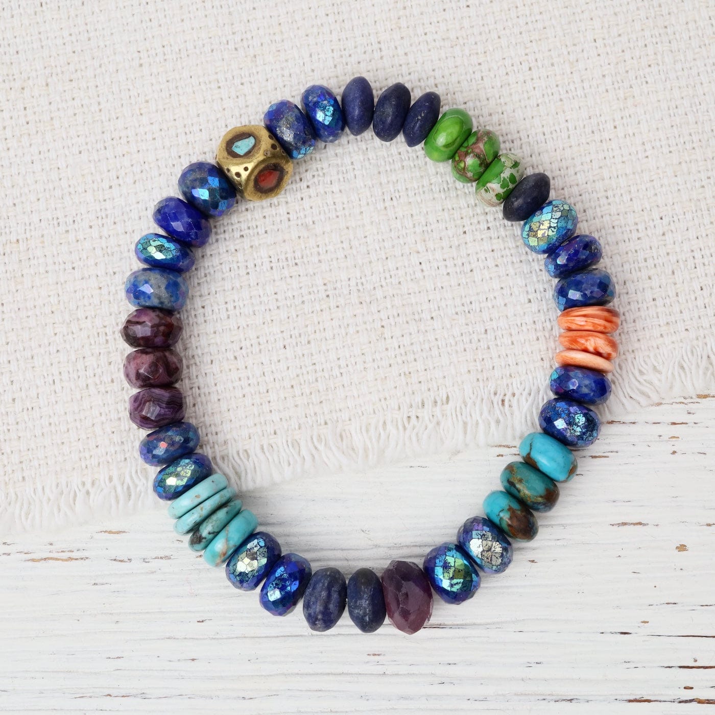 BRC Faceted Lapis Stretch Bracelet