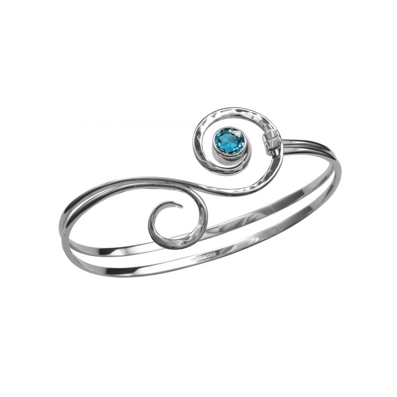 Load image into Gallery viewer, BRC Fiddlehead Bracelet with Blue Topaz
