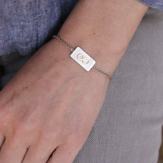 BRC For Infinity ~ Sterling Silver & 14k Gold ID Tag Bracelet