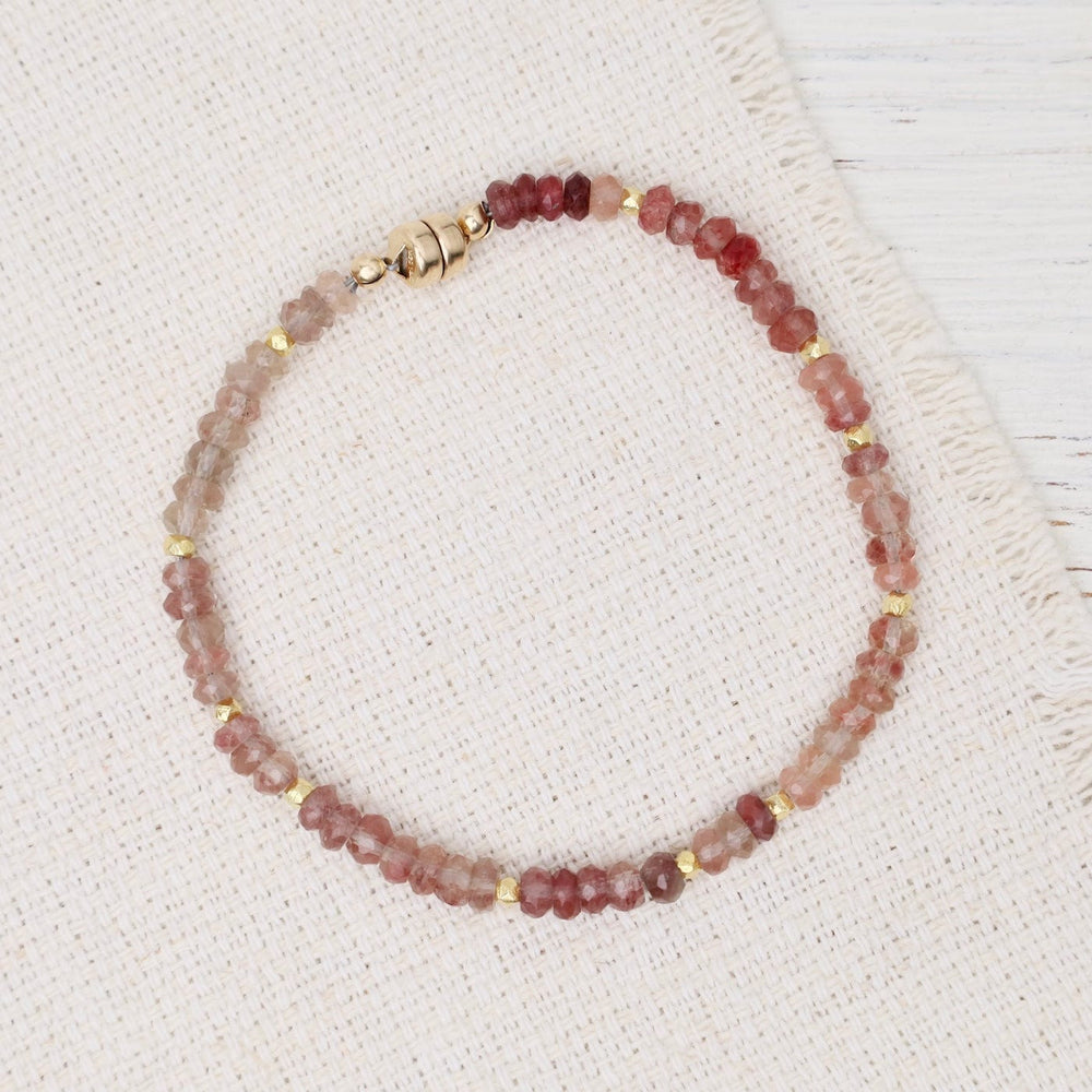 BRC-GF Andesine garnet, gold vermeil beads & magnetic cla