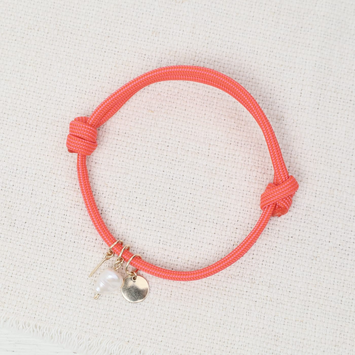 BRC- GF Bright Coral Paracord Charm Bracelet