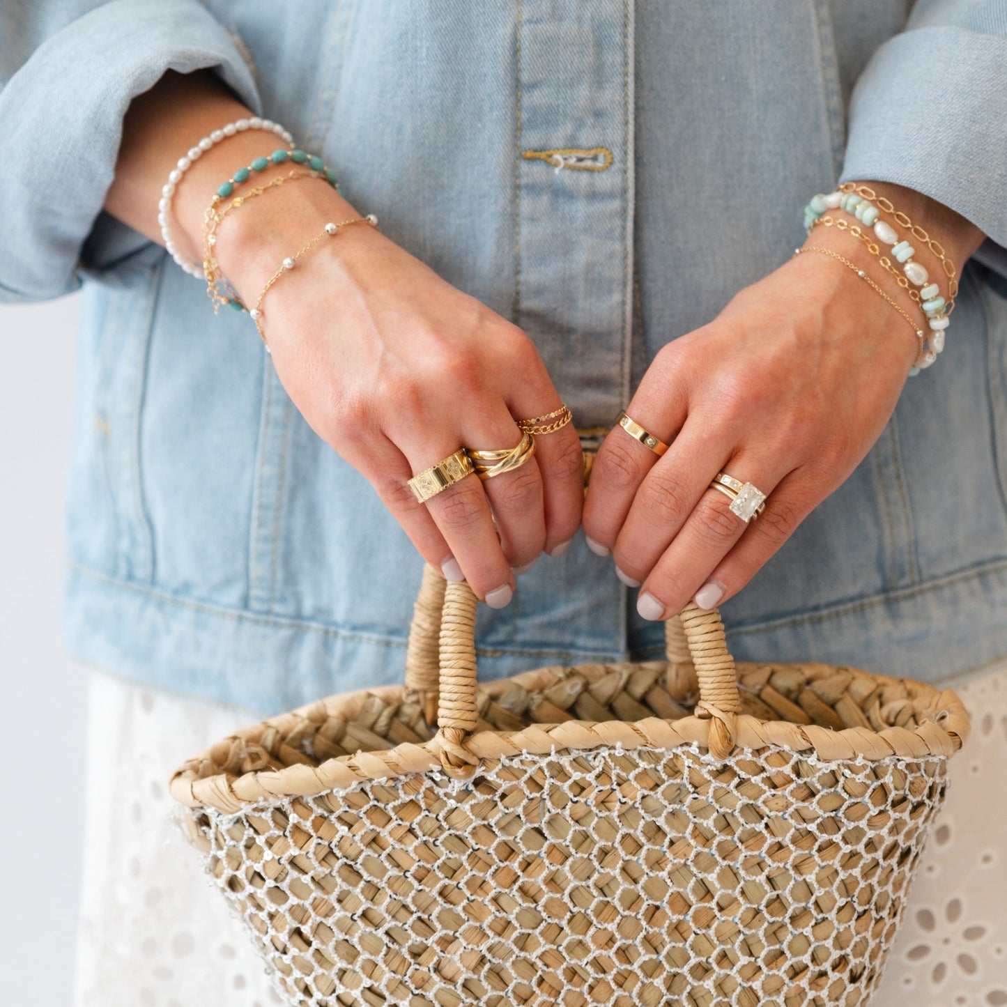 BRC-GF Cape May Green Opal Pearl Beaded Gold Filled Bracelet