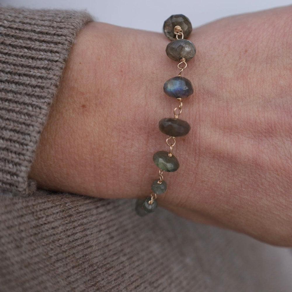 
                  
                    BRC-GF Chunky Labradorite & Aquamarine Hand-tied Bracelet
                  
                