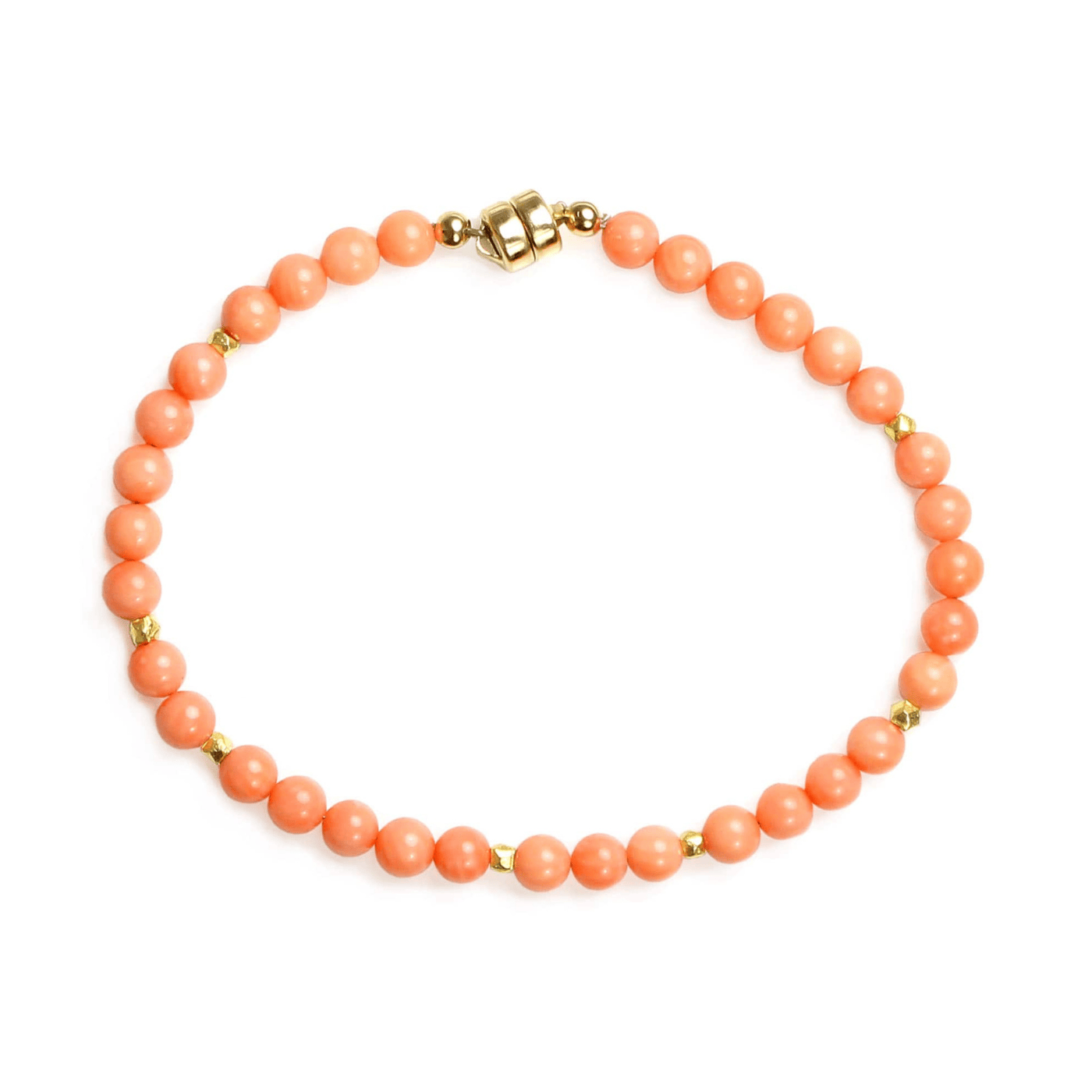 BRC-GF Coral & Gold Vermeil Beads Bracelet