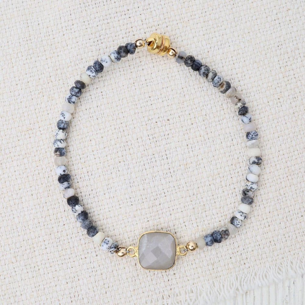 BRC-GF Dendritic Opal & Gray Moonstone Bracelet