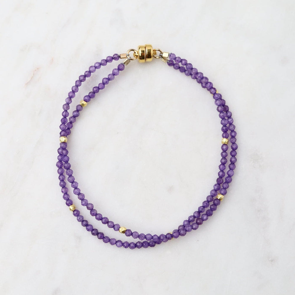 
                      
                        BRC-GF Double Strand Amethyst Magnetic Clasp Bracelet
                      
                    