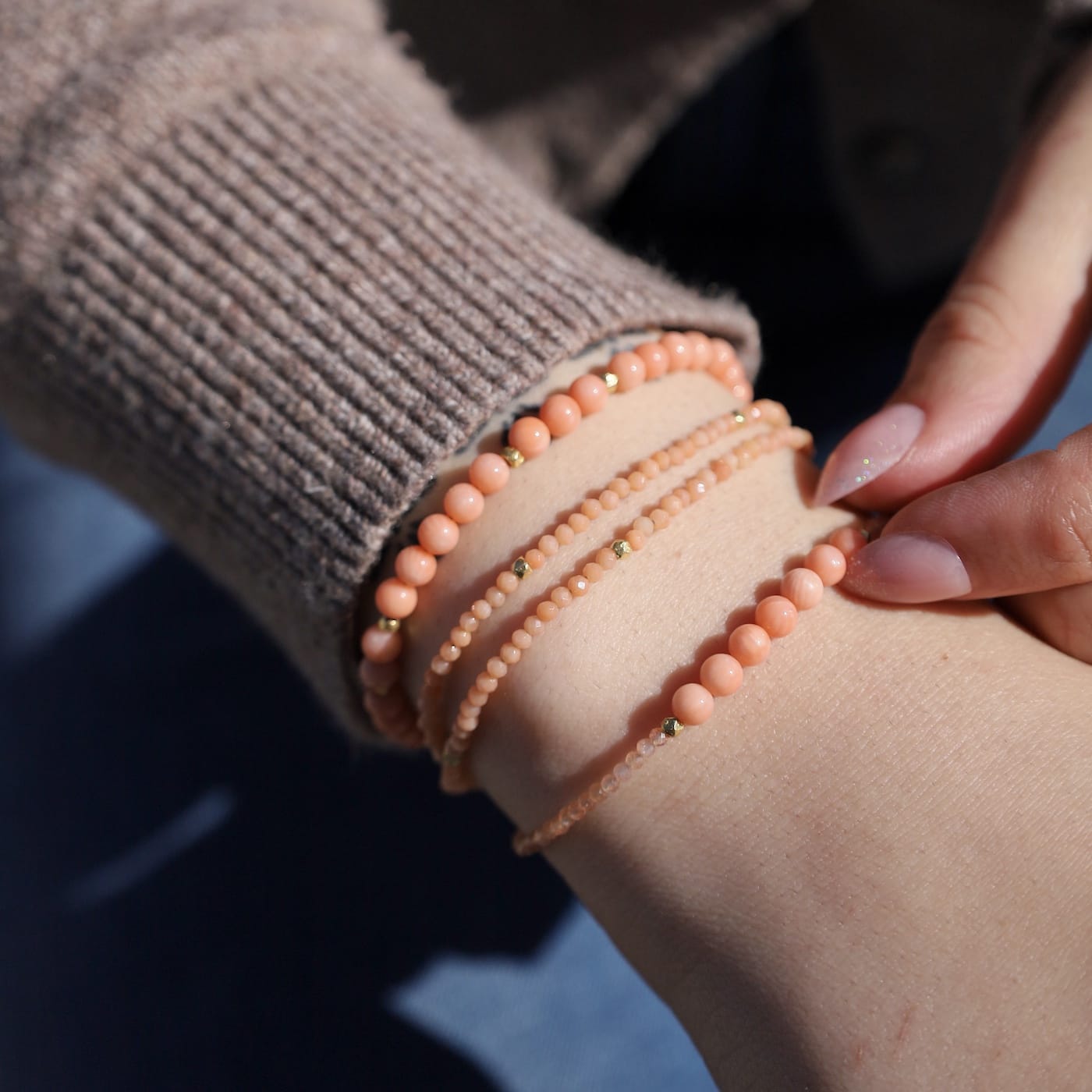 BRC-GF Double Strand Coral Bracelet