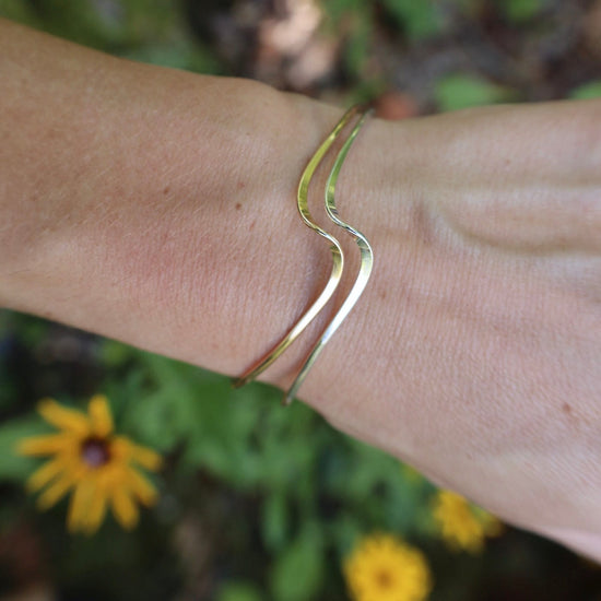 BRC- GF Double Wire Wave Cuff in Sterling Silver & Gold Filled