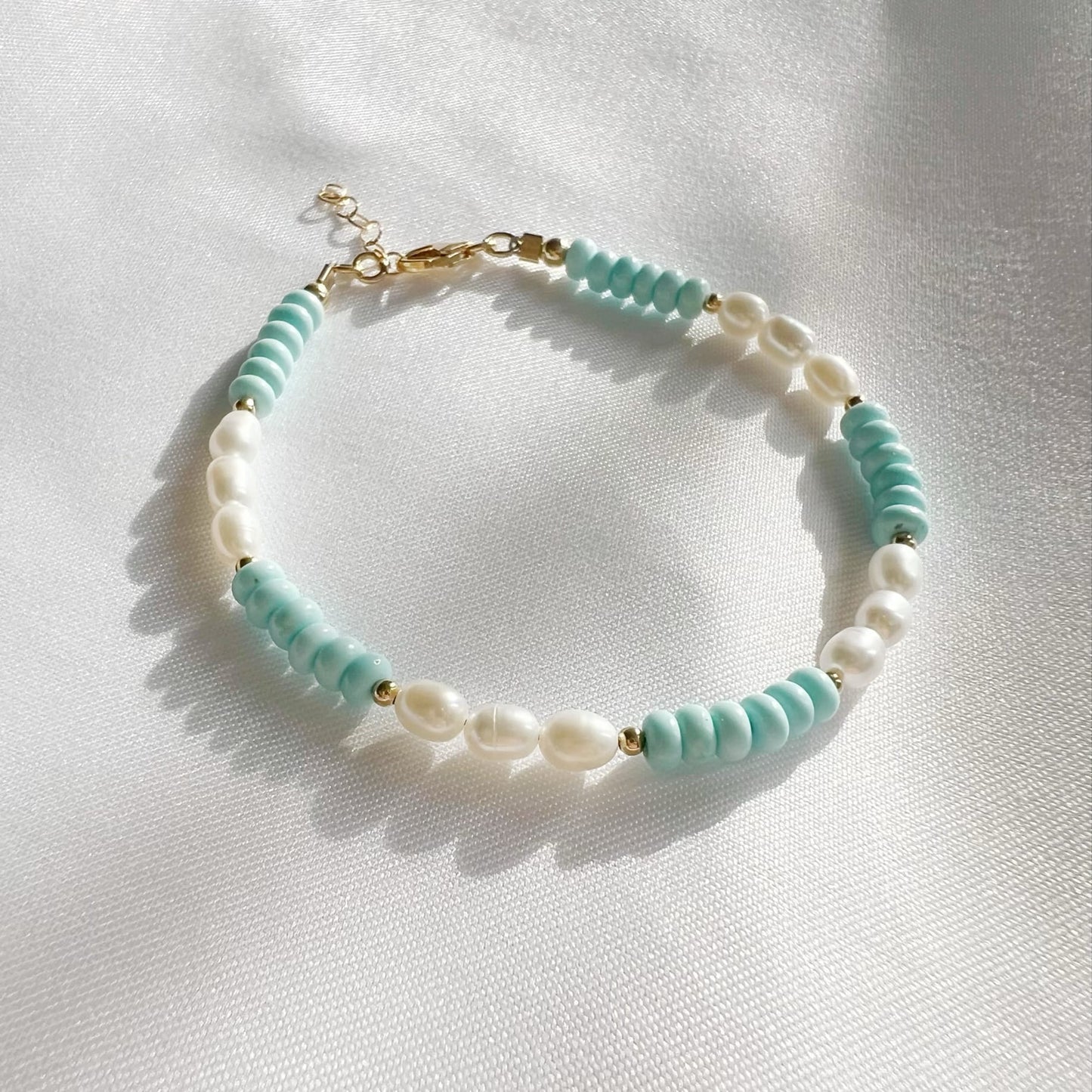 BRC-GF East Coast Turquoise Pearl Beaded Gold Filled Bracelet