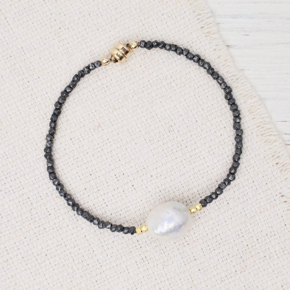 BRC-GF Edison pearl, oxidized silver & vermeil beads & ma